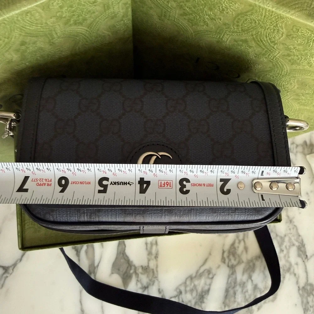 Gucci Ophidia Super Mini Shoulder Bag Navy Blue GG Supreme canvas, NEW 795466